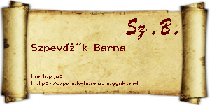 Szpevák Barna névjegykártya